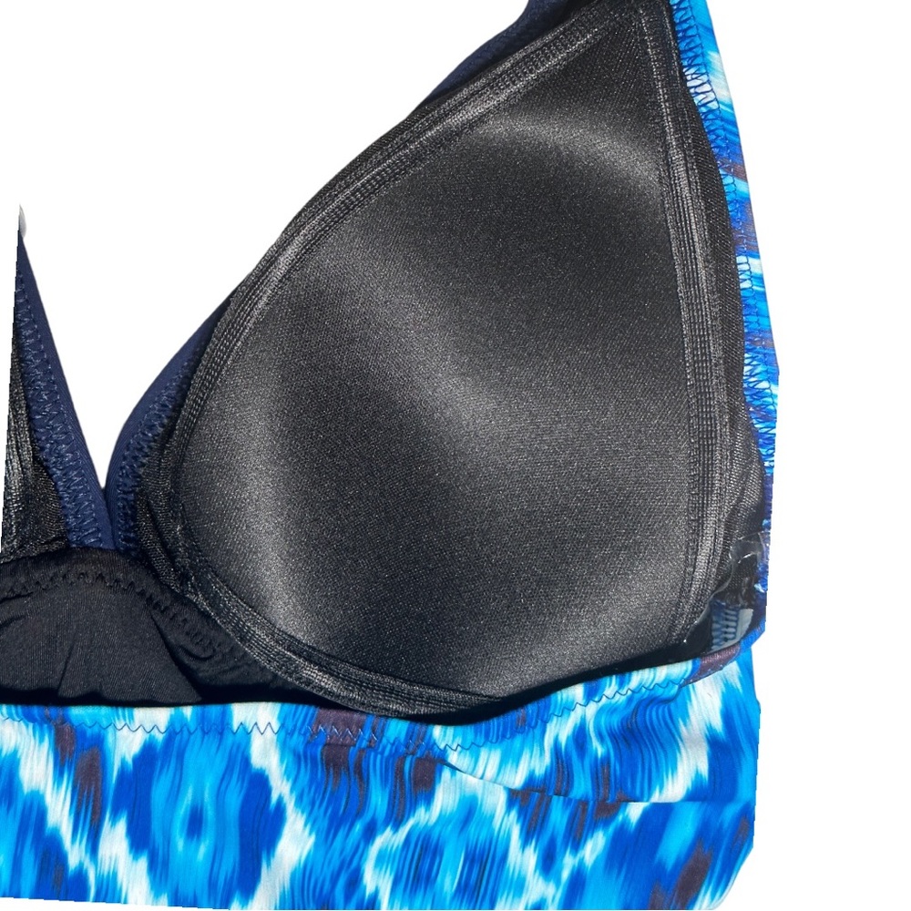 Profile by Gottex Aqua Blue Ruffled Tankini Halter Top Swimsuit Top NWT - Picture 10 of 13
